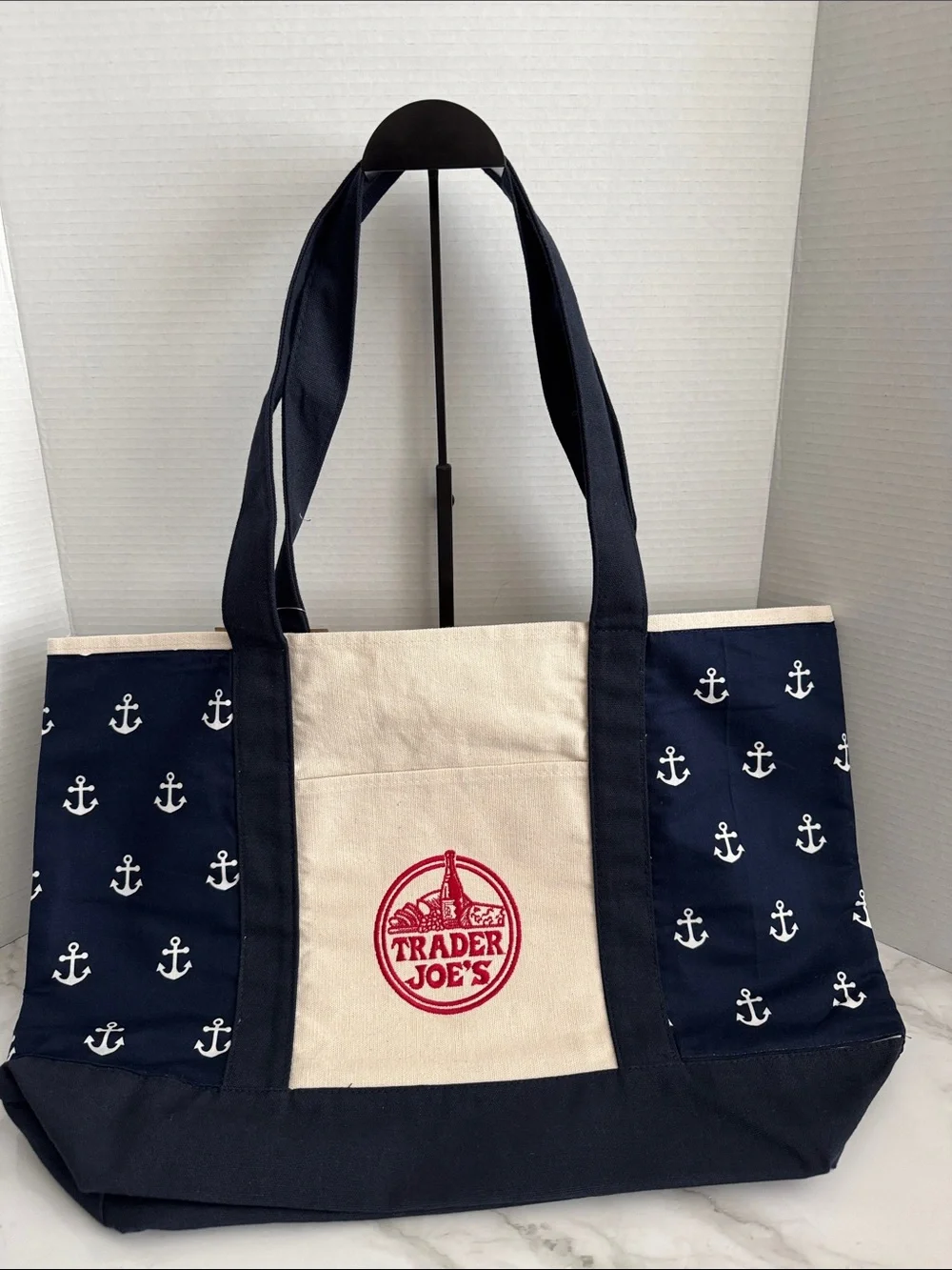 Trader Joe’s Large Navy Canvas Tote. New with Tag. - Picture 1 of 17